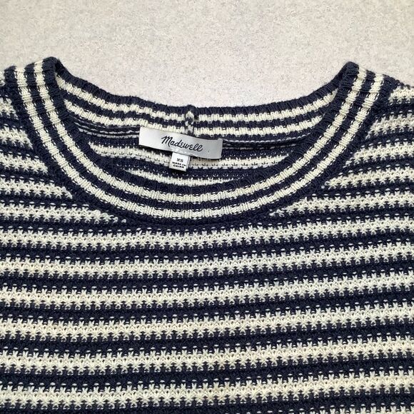 Madewell Seagrove Pullover Sweater Extra Small Navy and Natural Stripe C… - Picture 3 of 8